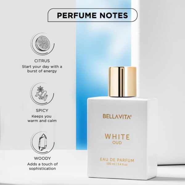 BELLAVITA White Oud Unisex Eau De Parfum Perfume with Orange, Patchouli, Musk|Premium, Long Lasting Oud & Fruity Fragrance for Men & Women,100ML - Image 3