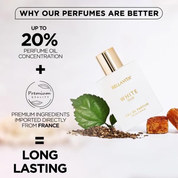 BELLAVITA White Oud Unisex Eau De Parfum Perfume with Orange, Patchouli, Musk|Premium, Long Lasting Oud & Fruity Fragrance for Men & Women,100ML - Image 5
