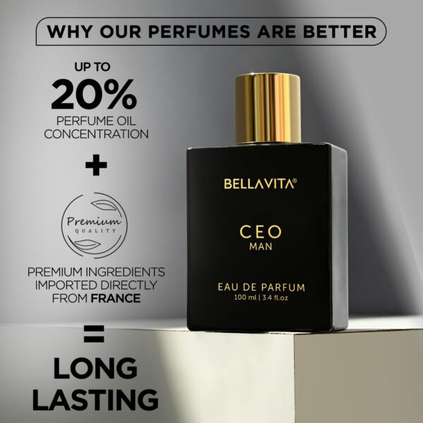 Roll over image to zoom in Bella Vita Luxury CEO Man Eau De Parfum Perfume with Lemon, Lavender, Tonka, Mandarin & Vetiver|Premium, Long Lasting Woody Fragrance for Men, 100 ML - Image 3